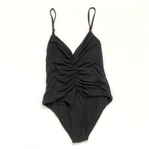 Blue life ruched center black tank top bodysuit. Size XS
